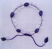 Image of Amethyst and Clear Quartz Hand Knotted Bracelet