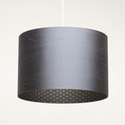 Image of Gunmetal silk lampshade // silver geometric print
