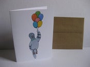 Image of Pigeon Balloons Greeting Card