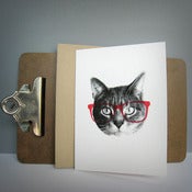 Image of gee whiskers series: pink nerd notecard