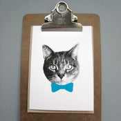Image of gee whiskers series: blue bow tie notecard