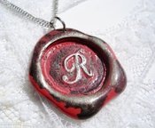 Image of Coral painted Wax Seal Pendant by Ritzy Misfit