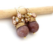 Image of Jade and Sea Pearl Earrings