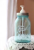 Image of Poppett Palais /'pa-le/ Genuine Vintage Blue Ball Jar Liquid Dispenser 