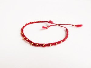 Image of Claret & Gold Handknitted bracelet I