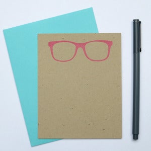 Image of pink nerd glasses note card