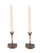 Image of Hand-Enameled Mosaic Candle Stick Holders - Pair