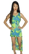 Image of Reconstructed Green & Blue Dip-Low Dress