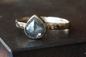 Image of One of a Kind Grey Pear Rose Cut Diamond RIng in 14kt Yellow Gold