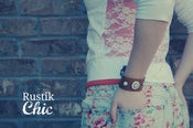 Image of Upcycled Rustic Vintage Leather Cuff with Vintage Rhinestone Buttons