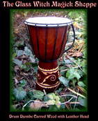 Image of Drum Djembe Carved Wood with Leather Head (BE) 