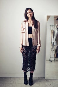 Image of Lace Column Skirt