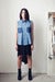 Image of Sleeveless Denim Colour Block Shirt w/ Jersey Back