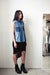 Image of Sleeveless Denim Colour Block Shirt w/ Jersey Back