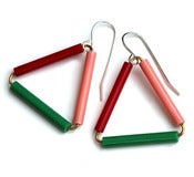 Image of Triangle Earrings - No.1 - pink + red + green