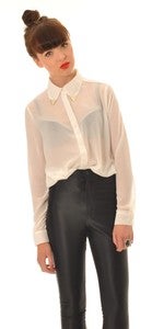 Image of White collar tip Sophia shirt 7587