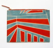 Image of DAZZLE ZIP CLUTCH blue and orange
