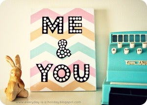 Image of "ME & YOU" pastel Chevron wood mounted print PLAQUE