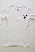 Image of Joint Venture Monogram White V-Neck/Black Print