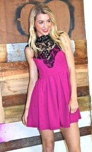 Image of TIED CROCHET DRESS - MAGENTA