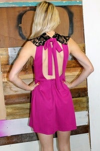Image of TIED CROCHET DRESS - MAGENTA