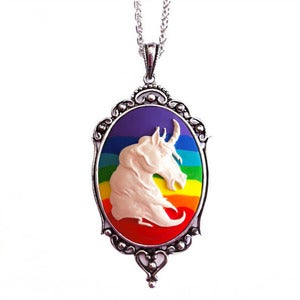 Image of Rainbow Unicorn Cameo Necklace