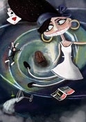Image of Amy Down The Rabbit Hole - Digital Illustration Print on A4