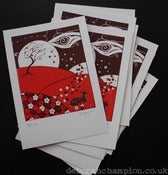 Image of A little print of a sleeping deer in spring (with added plum blossom)