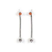 Image of Immortal Beloved Faceted Skull Earrings - Orange Neon