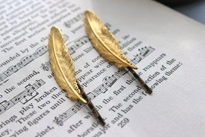 Image of Feather Hair Pins - Golden