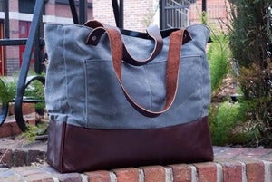 Image of Charcoal Waxed Canvas Work Bag