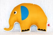 Image of Large Yellow and Blue Elephant Cushion (large)