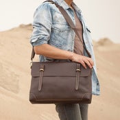 Image of Handmade Genuine Leather Briefcase / Messenger / 14" Laptop Bag in Dark Brown (n4-2)