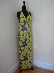 Image of 70s flower print maxi halter dress