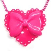 Image of Sparkle Heart Necklace - Pink Lipstick