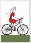 Image of Girl on Bicycle Greetings Card