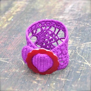 Image of Lace Cuff with Vintage Buckle in Purple