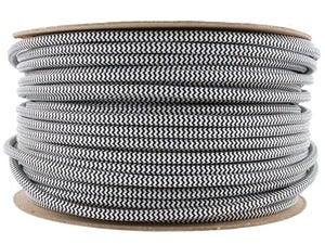 Image of BLACK WHITE STRIPE | fabric lighting flex cable | ROUND