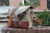 Image of Field Tan Waxed Canvas Messenger with Camo Liner