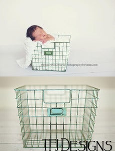 Image of Square Locker Basket - Vintage Style - Green Red Blue or Yellow - Photography Prop