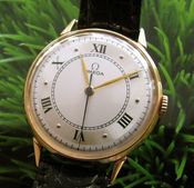 Image of VINTAGE OMEGA SOLID 18K ROSE GOLD MANUAL w/ROMAN NUMERAL DIAL- SOLD!
