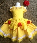 Image of Beautiful Belle--Gorgeous Belle Knot Twirl dress and matching Rose Hairclip--6m to 10y