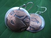 Image of Etched Copper and Sterling Earrings