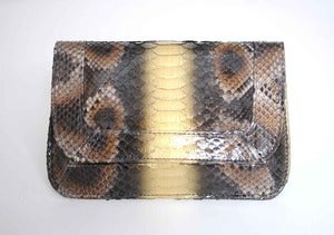 Image of Rebekah Clutch - Natural and Gold Python