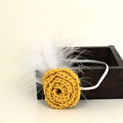 Image of Rose Feathered Elastic Headband in Mustard