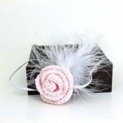 Image of Rose Feathered Elastic Headband in Pale Pink