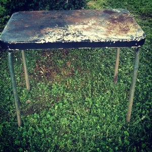 Image of Vintage Chippy Black and Yellow Folding Table