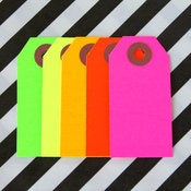 Image of Assorted Neon Shipping Tags - Set of 25