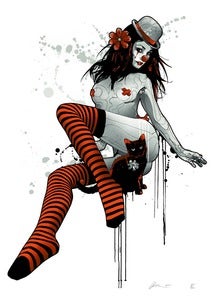 Image of Clown Girl & Cat (Orange)