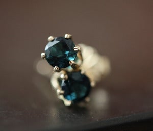 Image of Blue Sapphire Stud Earrings in 14kt Gold